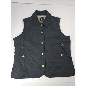 Faconnable Ladies Black Quilted Vest S‎ Small Western Rodeo CowgirlCore Pockets